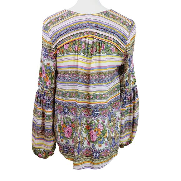 Maeve by Anthropologie SZ S Ceresco Peasant Top Multicolor BOHO Hippie Festival - Picture 6 of 7